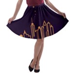 Skyscraper-town-urban-towers A-line Skater Skirt