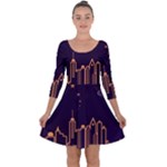 Skyscraper-town-urban-towers Quarter Sleeve Skater Dress