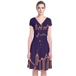 Skyscraper-town-urban-towers Short Sleeve Front Wrap Dress