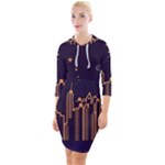 Skyscraper-town-urban-towers Quarter Sleeve Hood Bodycon Dress