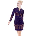 Skyscraper-town-urban-towers Button Long Sleeve Dress