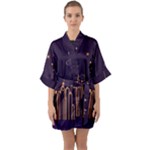 Skyscraper-town-urban-towers Half Sleeve Satin Kimono 