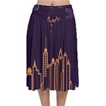 Skyscraper-town-urban-towers Velvet Flared Midi Skirt