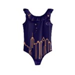 Skyscraper-town-urban-towers Kids  Frill Swimsuit