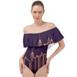 Skyscraper-town-urban-towers Off Shoulder Velour Bodysuit 