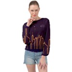 Skyscraper-town-urban-towers Banded Bottom Chiffon Top