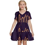 Skyscraper-town-urban-towers Kids  Short Sleeve Tiered Mini Dress