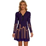 Skyscraper-town-urban-towers Long Sleeve Deep V Mini Dress 