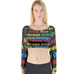 Red-yellow-blue-green-purple Long Sleeve Crop Top