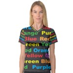 Red-yellow-blue-green-purple V-Neck Sport Mesh Tee