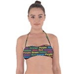 Red-yellow-blue-green-purple Halter Bandeau Bikini Top