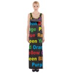 Red-yellow-blue-green-purple Thigh Split Maxi Dress