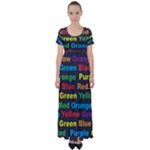Red-yellow-blue-green-purple High Waist Short Sleeve Maxi Dress