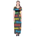 Red-yellow-blue-green-purple Short Sleeve Maxi Dress