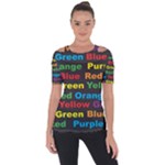 Red-yellow-blue-green-purple Shoulder Cut Out Short Sleeve Top