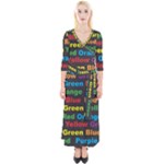 Red-yellow-blue-green-purple Quarter Sleeve Wrap Maxi Dress