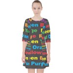 Red-yellow-blue-green-purple Quarter Sleeve Pocket Dress