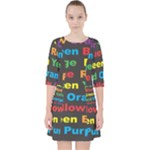 Red-yellow-blue-green-purple Quarter Sleeve Pocket Dress