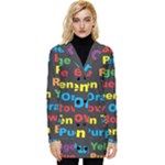 Red-yellow-blue-green-purple Button Up Hooded Coat 