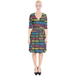 Red-yellow-blue-green-purple Wrap Up Cocktail Dress