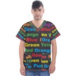 Red-yellow-blue-green-purple Men s V-Neck Scrub Top