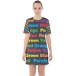 Red-yellow-blue-green-purple Sixties Short Sleeve Mini Dress