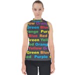 Red-yellow-blue-green-purple Mock Neck Shell Top