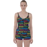 Red-yellow-blue-green-purple Tie Front Two Piece Tankini