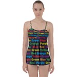 Red-yellow-blue-green-purple Babydoll Tankini Set