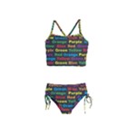 Red-yellow-blue-green-purple Girls  Tankini Swimsuit