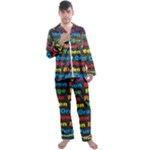 Red-yellow-blue-green-purple Men s Long Sleeve Satin Pajamas Set