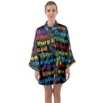 Red-yellow-blue-green-purple Long Sleeve Satin Kimono