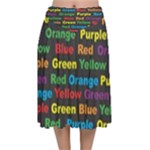 Red-yellow-blue-green-purple Velvet Flared Midi Skirt