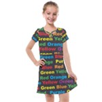 Red-yellow-blue-green-purple Kids  Cross Web Dress