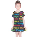 Red-yellow-blue-green-purple Kids  Simple Cotton Dress