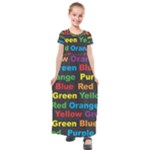 Red-yellow-blue-green-purple Kids  Short Sleeve Maxi Dress