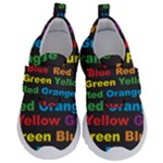 Red-yellow-blue-green-purple Kids  Velcro No Lace Shoes