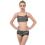 Red-yellow-blue-green-purple Layered Top Bikini Set