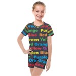 Red-yellow-blue-green-purple Kids  Mesh Tee and Shorts Set