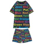 Red-yellow-blue-green-purple Kids  Swim Tee and Shorts Set