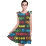 Red-yellow-blue-green-purple Tie Up Tunic Dress