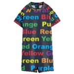 Red-yellow-blue-green-purple Kids  Boyleg Half Suit Swimwear