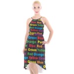 Red-yellow-blue-green-purple High-Low Halter Chiffon Dress 