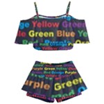 Red-yellow-blue-green-purple Kids  Off Shoulder Skirt Bikini