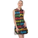 Red-yellow-blue-green-purple Sleeveless Shirt Dress