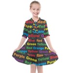 Red-yellow-blue-green-purple Kids  All Frills Chiffon Dress