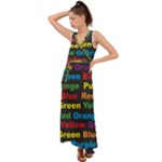 Red-yellow-blue-green-purple V-Neck Chiffon Maxi Dress