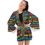 Red-yellow-blue-green-purple Long Sleeve Kimono