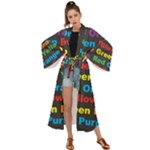 Red-yellow-blue-green-purple Maxi Kimono