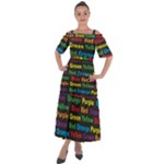 Red-yellow-blue-green-purple Shoulder Straps Boho Maxi Dress 